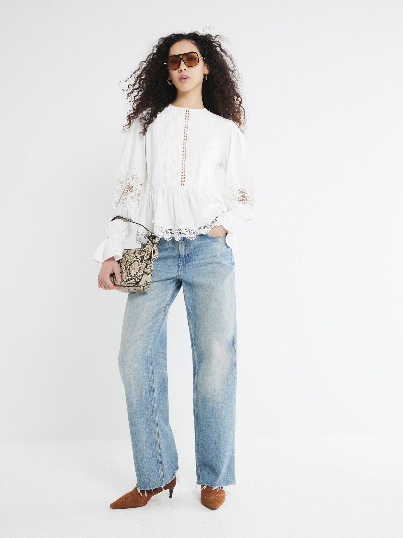  image of river-island-pintuck-detail-peplum-blouse-white