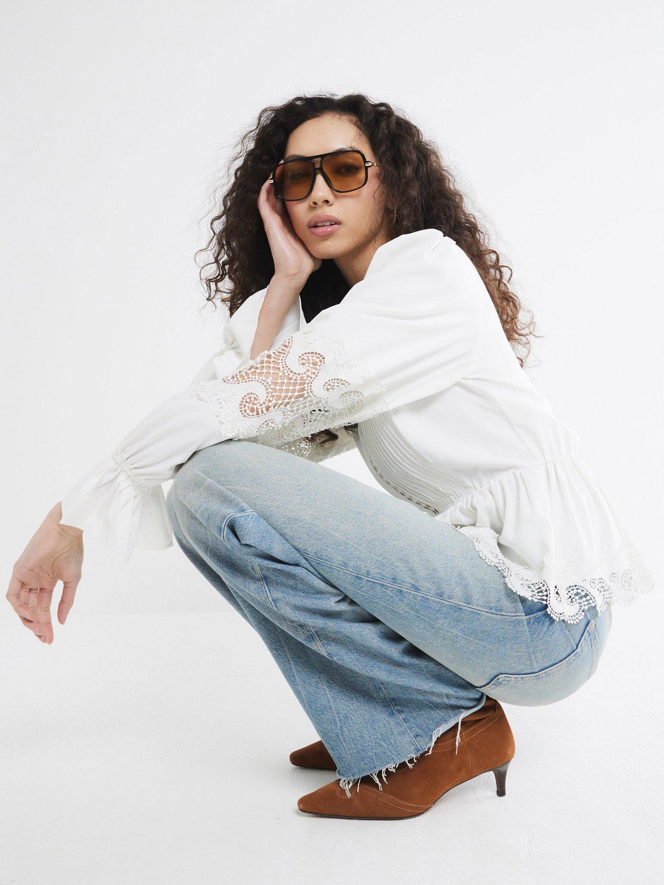  image of river-island-pintuck-detail-peplum-blouse-white