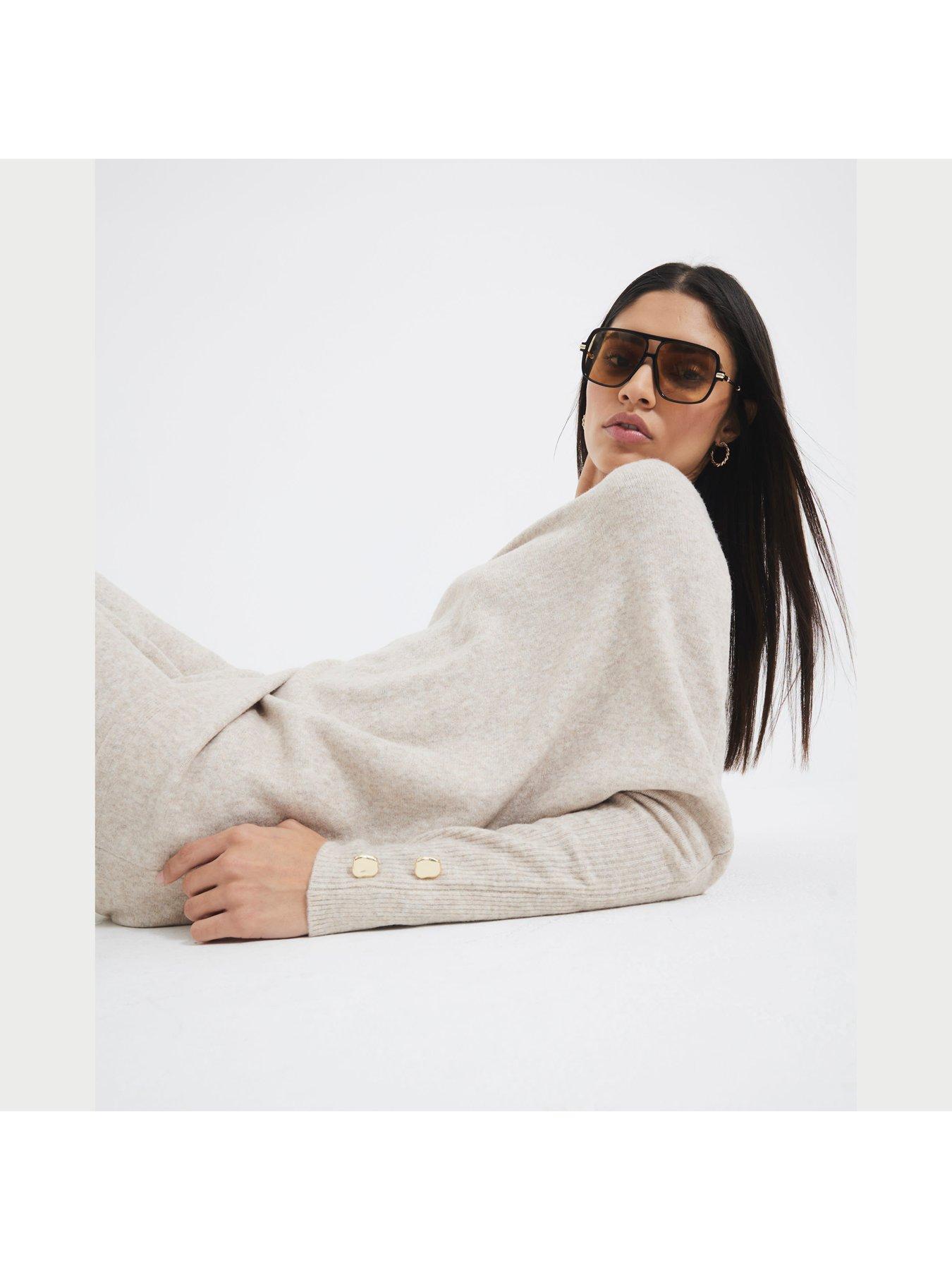  image of river-island-off-the-shoulder-jumper-beige