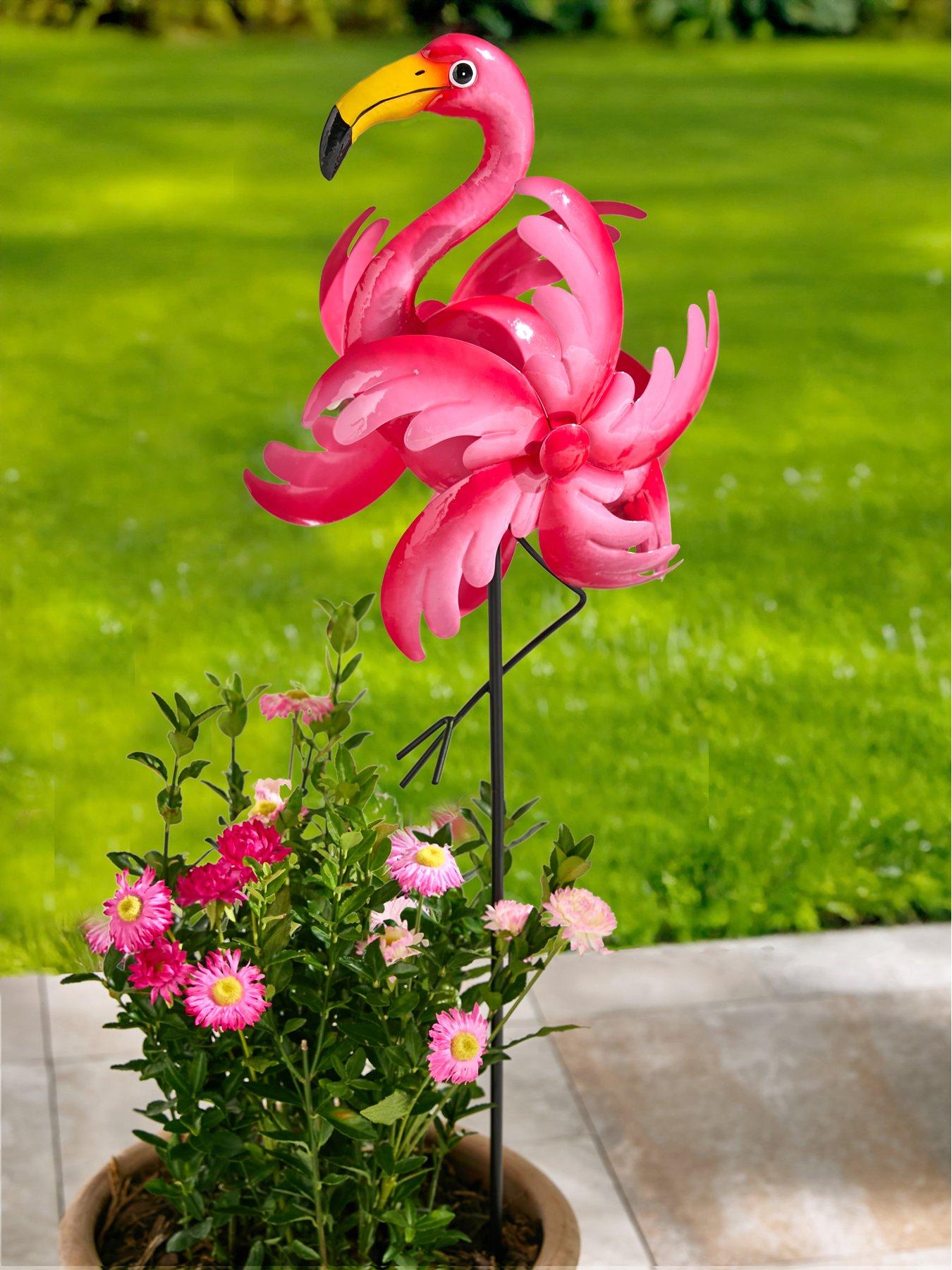 undefined Large Flamingo Garden Stake Spinner