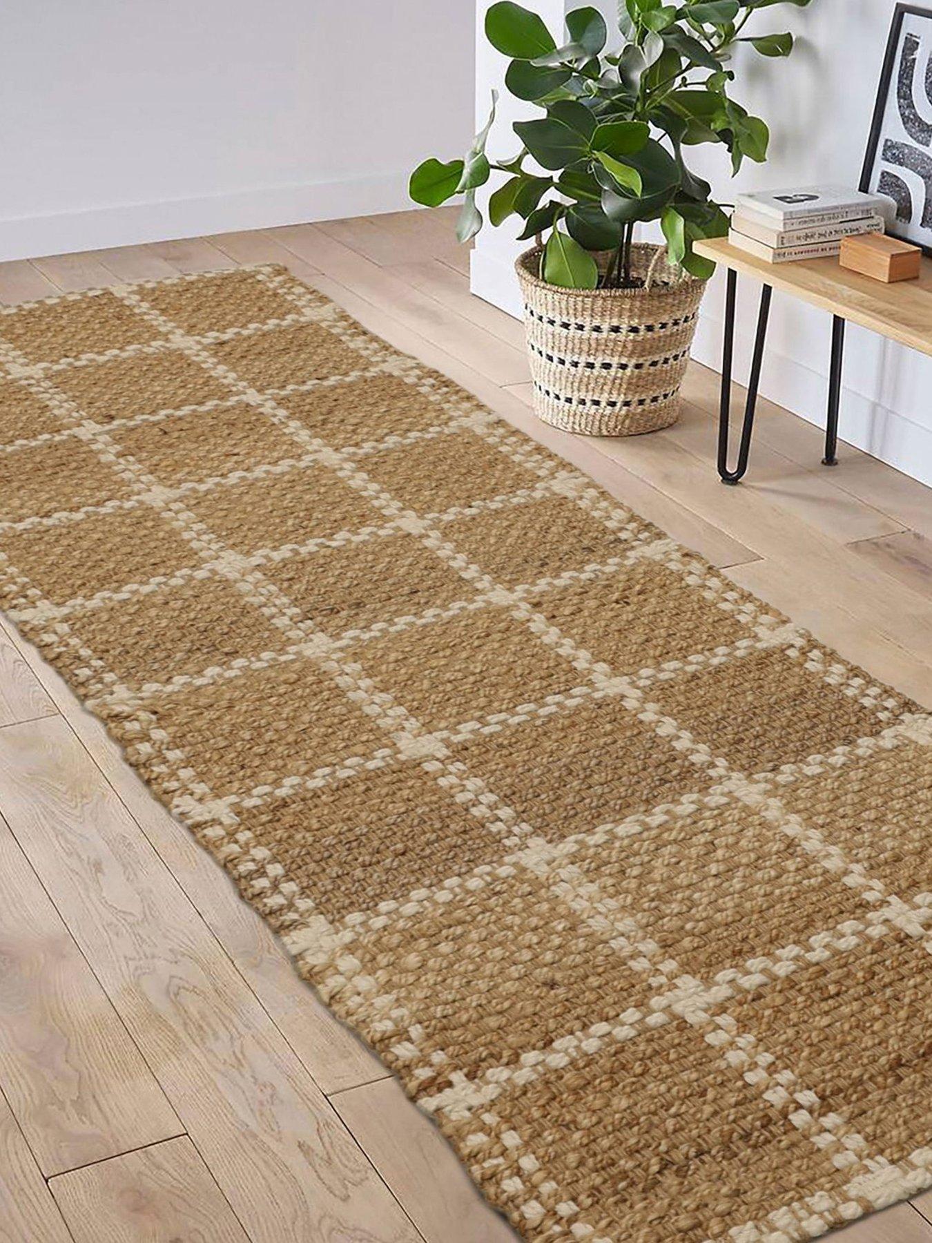 front image of the-very-collection-jute-check-runner-natural