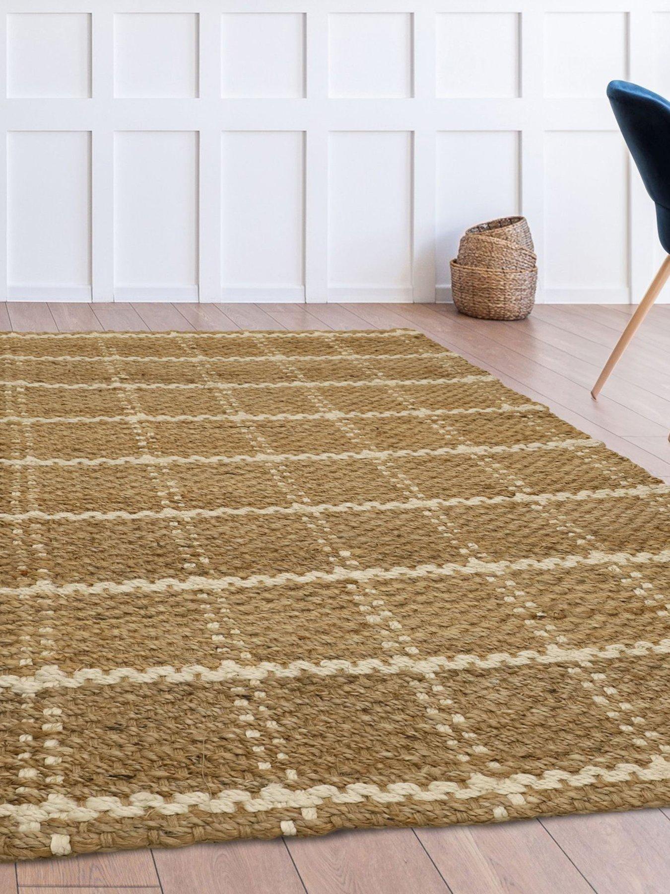 Image 1 of 4 of The Very Collection Jute Check Rug - Natural