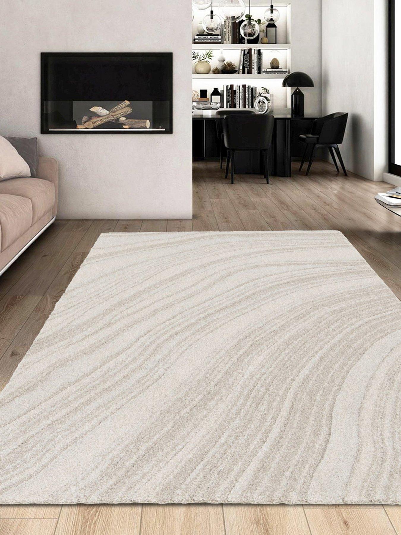 undefined Pure Microfibre Textured Wave Rug - Natural
