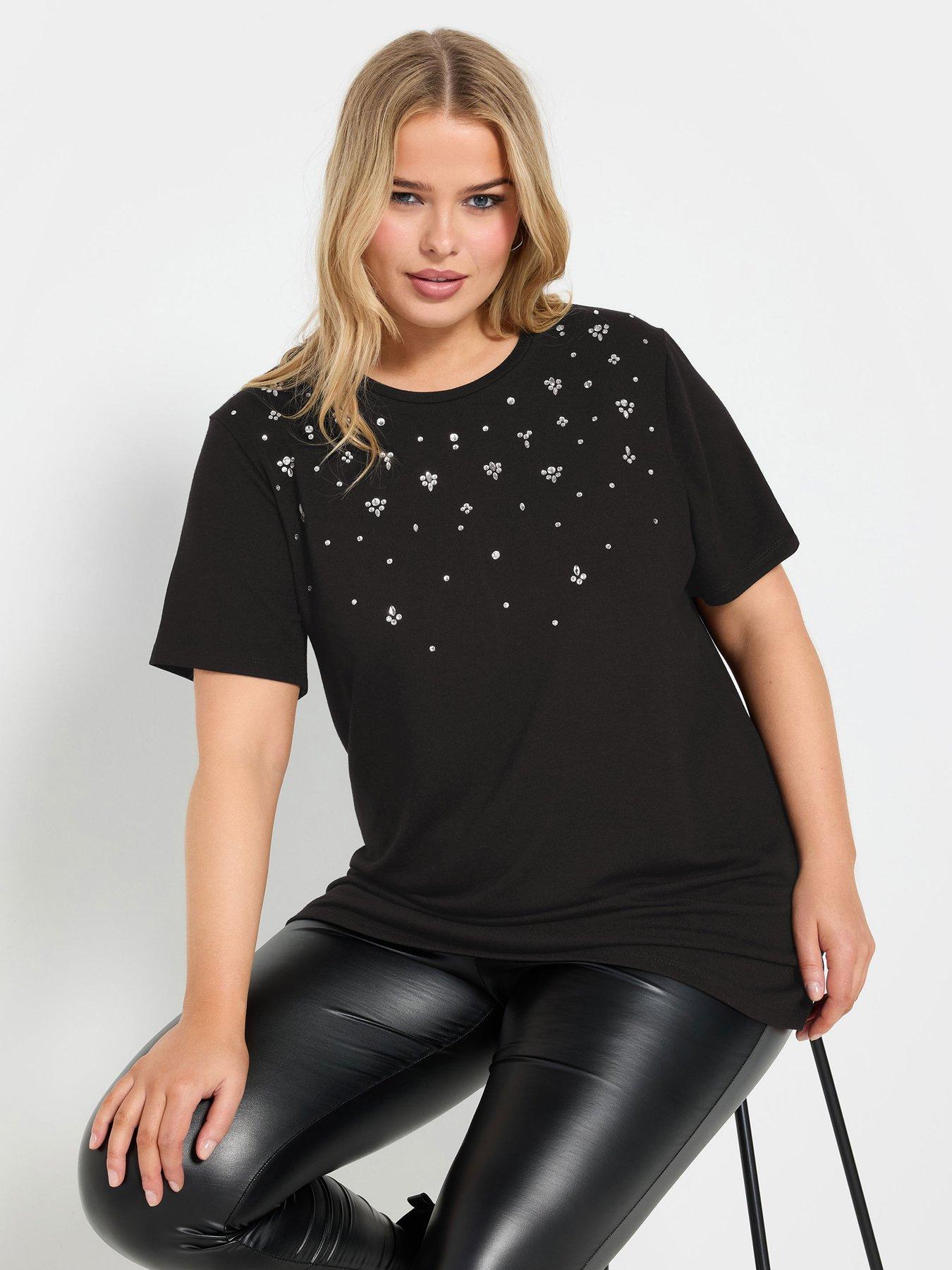 undefined Curve Knitted Gem T-shirt - Black