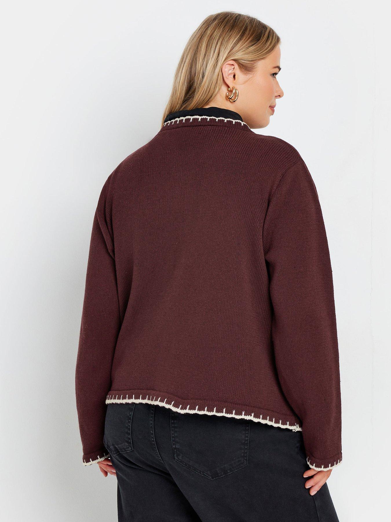 Image 2 of 4 of Yours Curve Scalloped Edge Short Cardigan - Purple