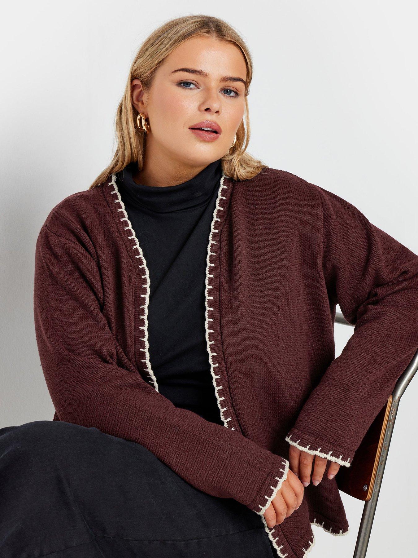 Image 4 of 4 of Yours Curve Scalloped Edge Short Cardigan - Purple