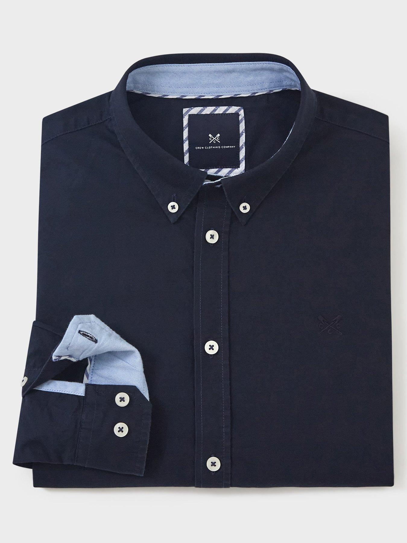  image of crew-clothing-slim-fit-long-sleeve-oxford-shirt-navy