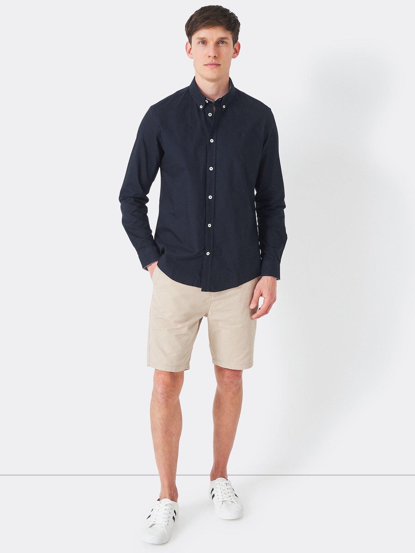  image of crew-clothing-slim-fit-long-sleeve-oxford-shirt-navy