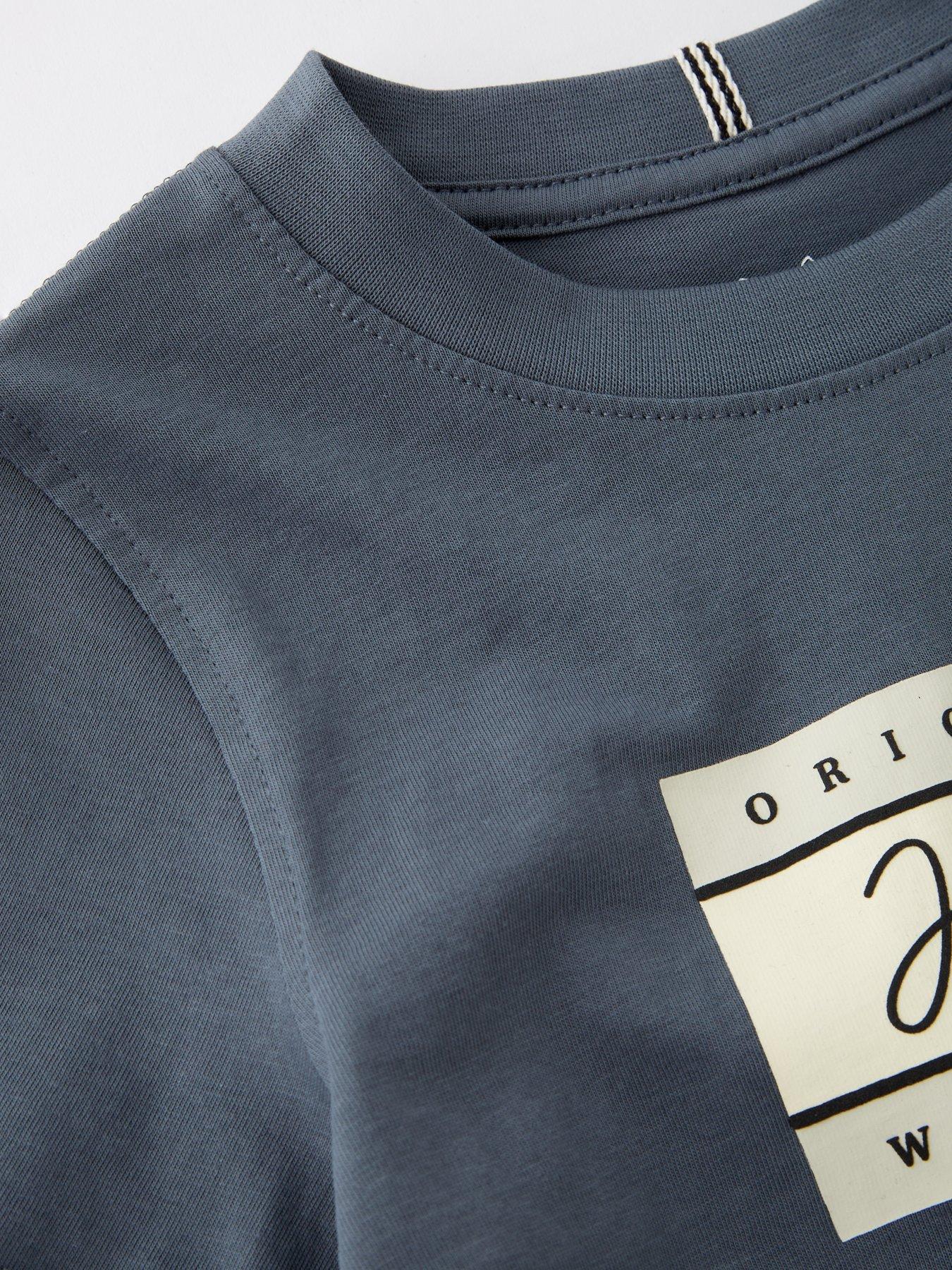  image of jack-jones-mini-younger-boys-frederiksberg-script-short-sleeve-t-shirt--grey