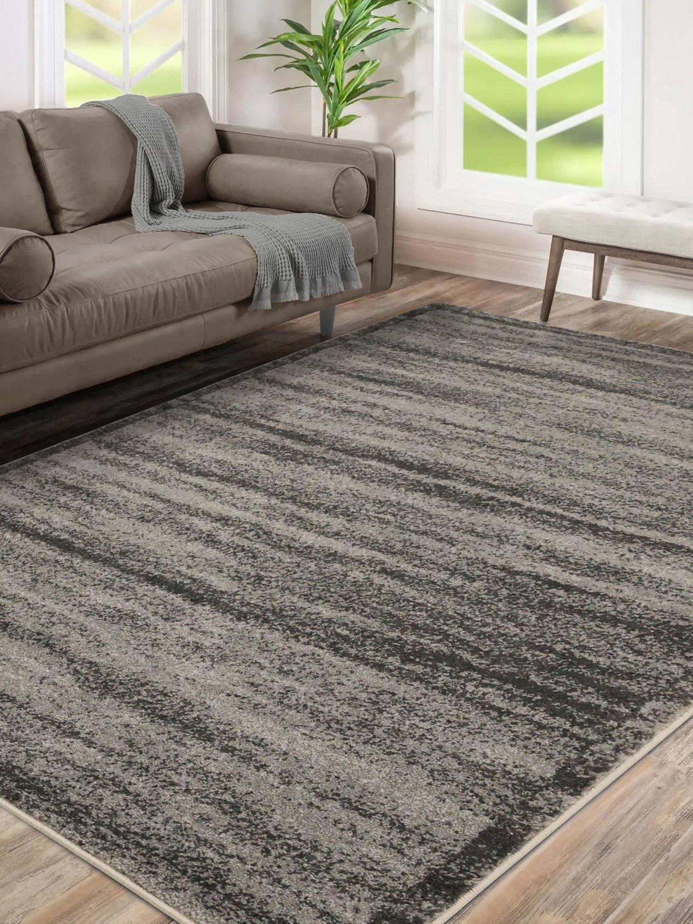 front image of the-very-collection-freya-border-rug-charcoal