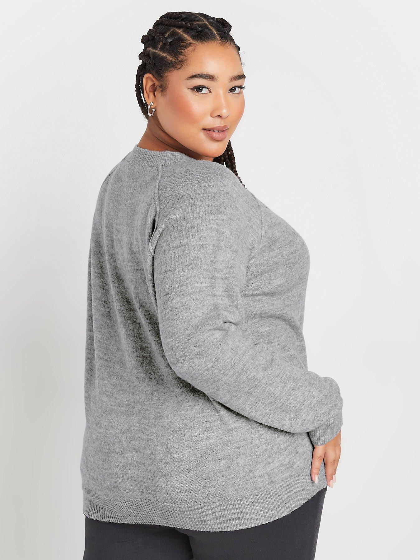  image of yours-curve-seam-detail-soft-jumper-grey