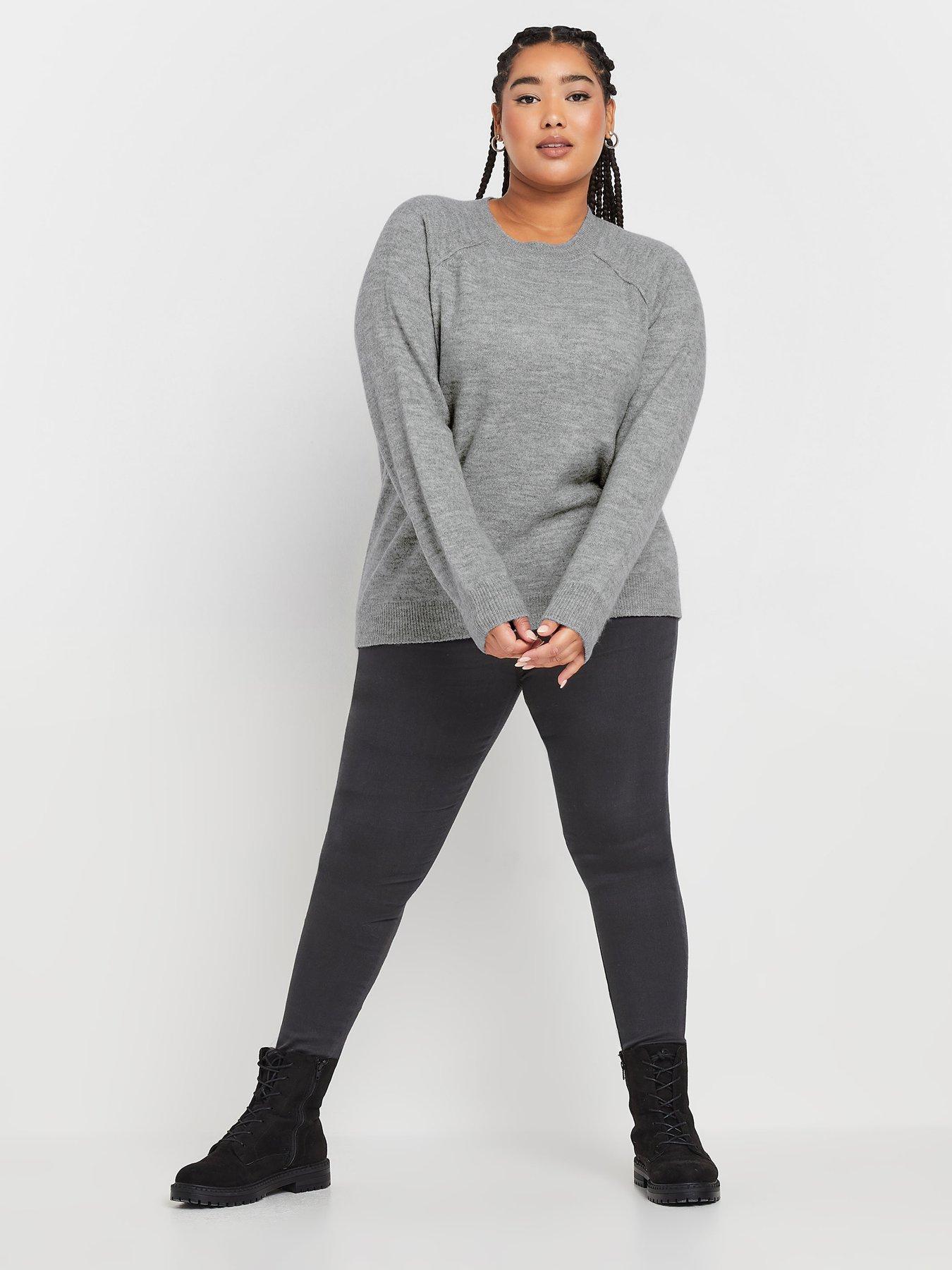  image of yours-curve-seam-detail-soft-jumper-grey