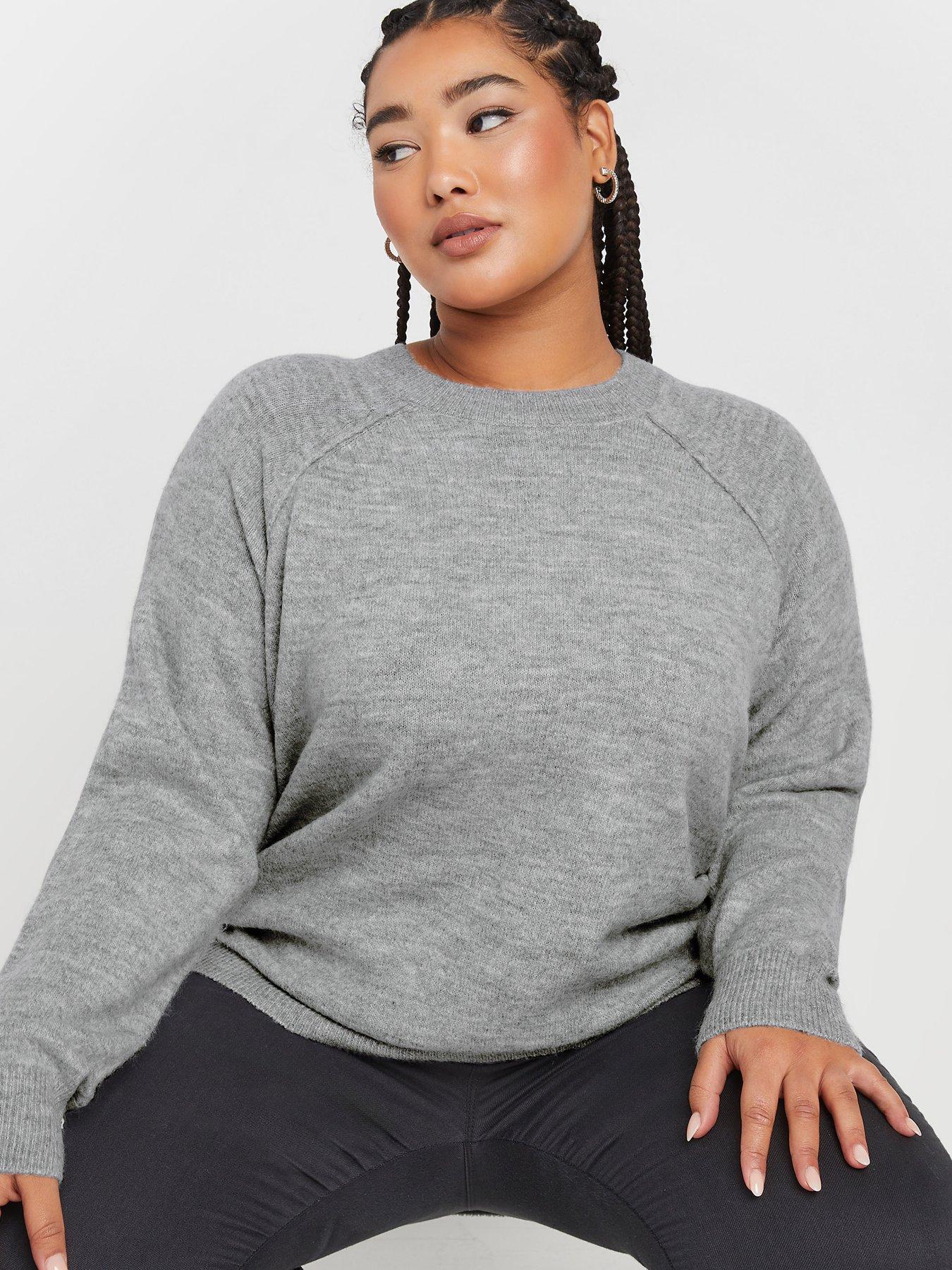  image of yours-curve-seam-detail-soft-jumper-grey