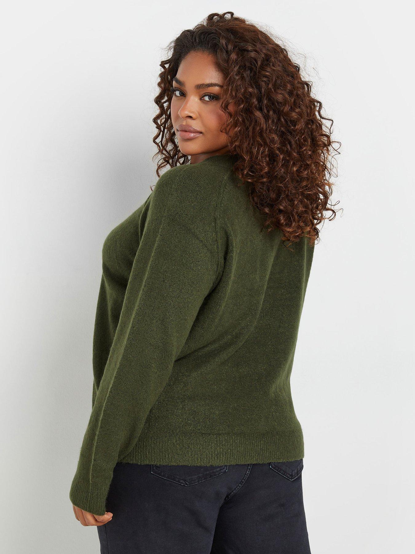  image of yours-curve-seam-detail-soft-jumper-green