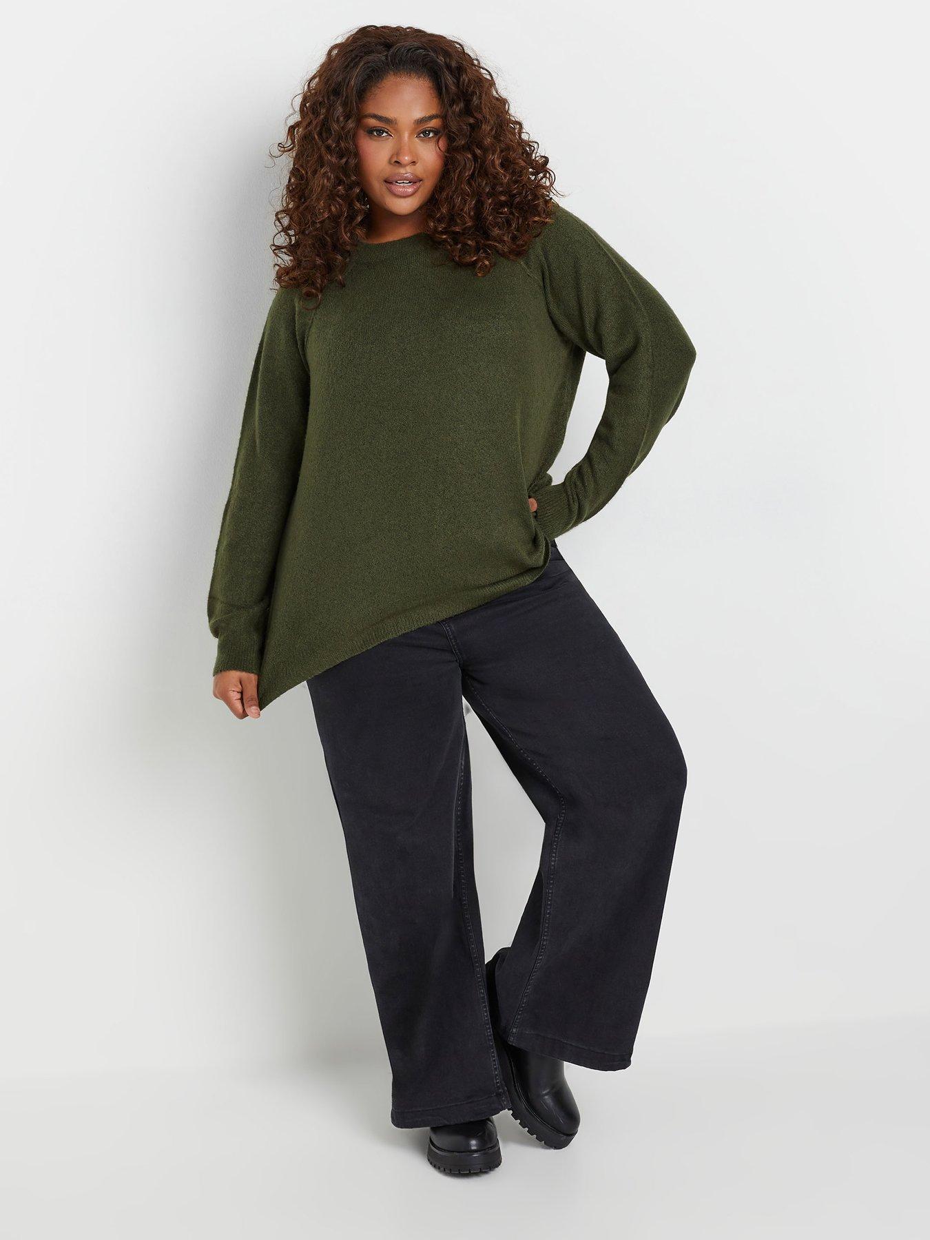  image of yours-curve-seam-detail-soft-jumper-green