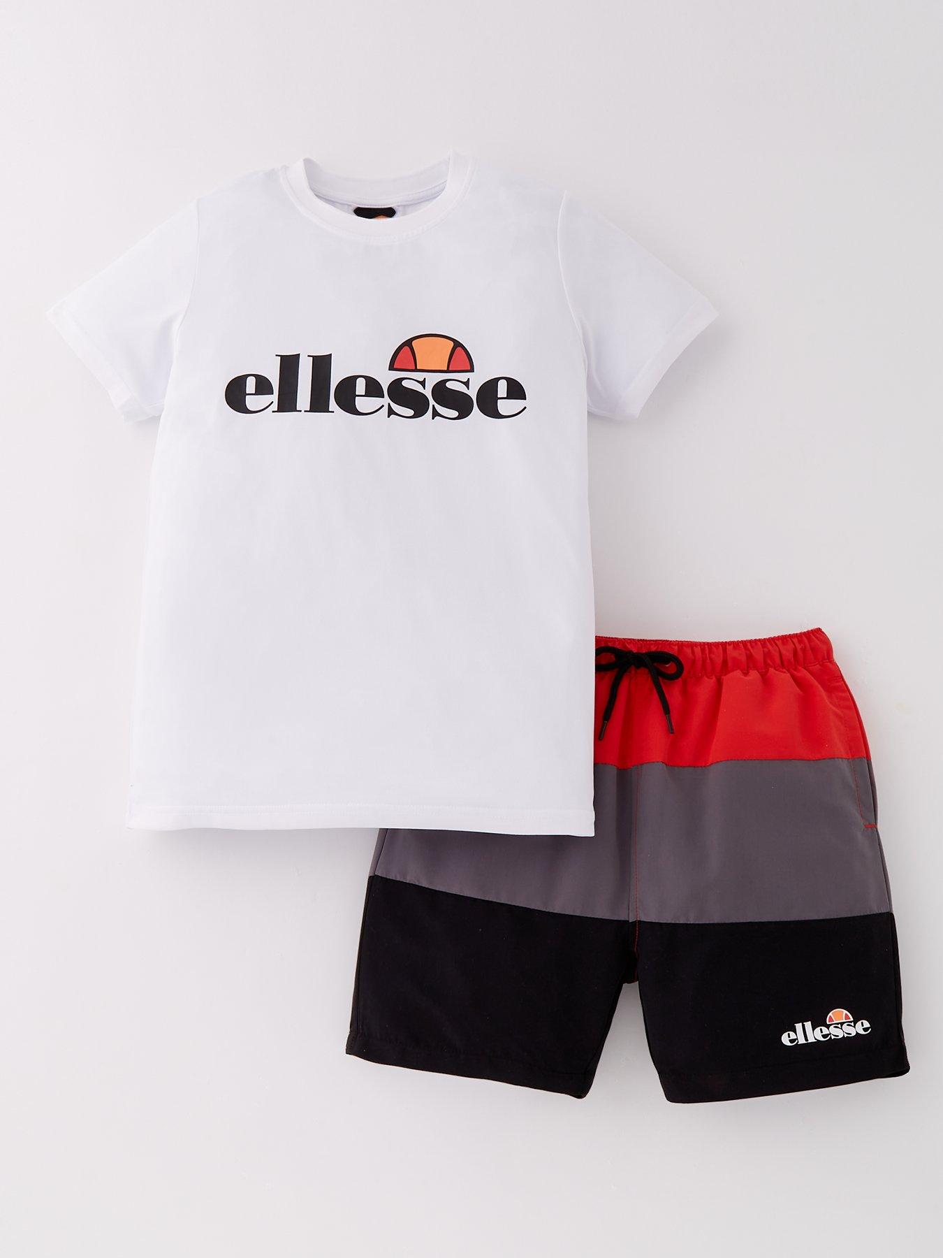 Ellesse Junior Boys Vescia T-Shirt  &  Swimshort Set - White