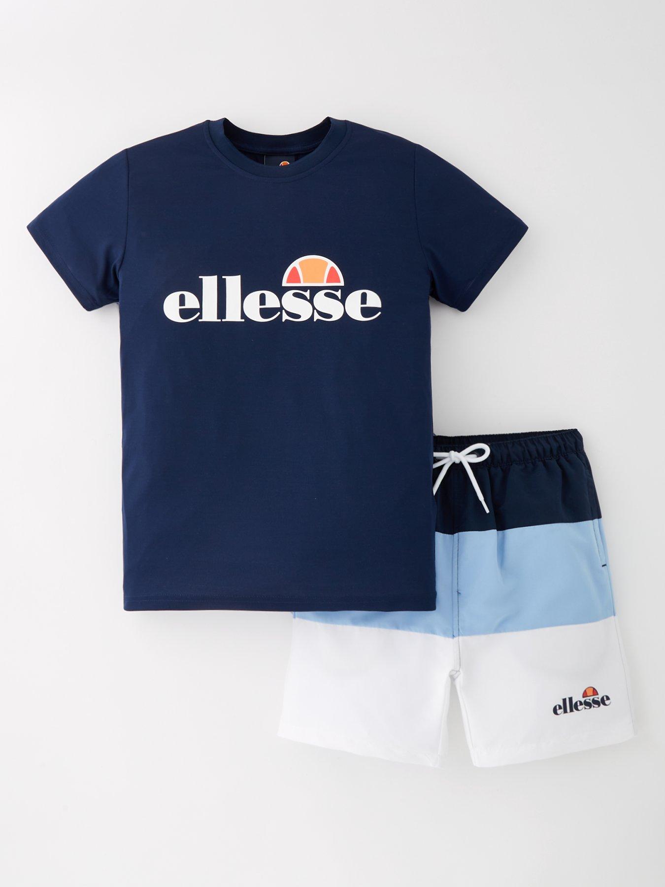 ellesse-junior-boys-vescia-t-shirt-amp-swimshort-set-navy