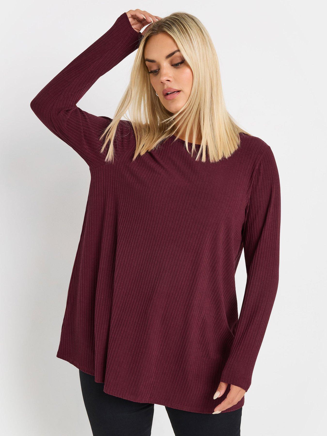undefined Curve Long Sleeve Swing Top - Red