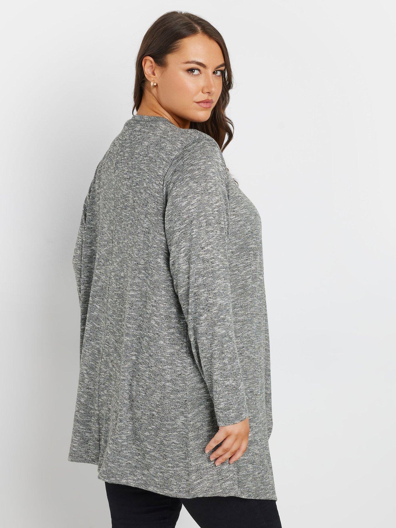  image of yours-curve-waterfall-soft-touch-cardigan-grey