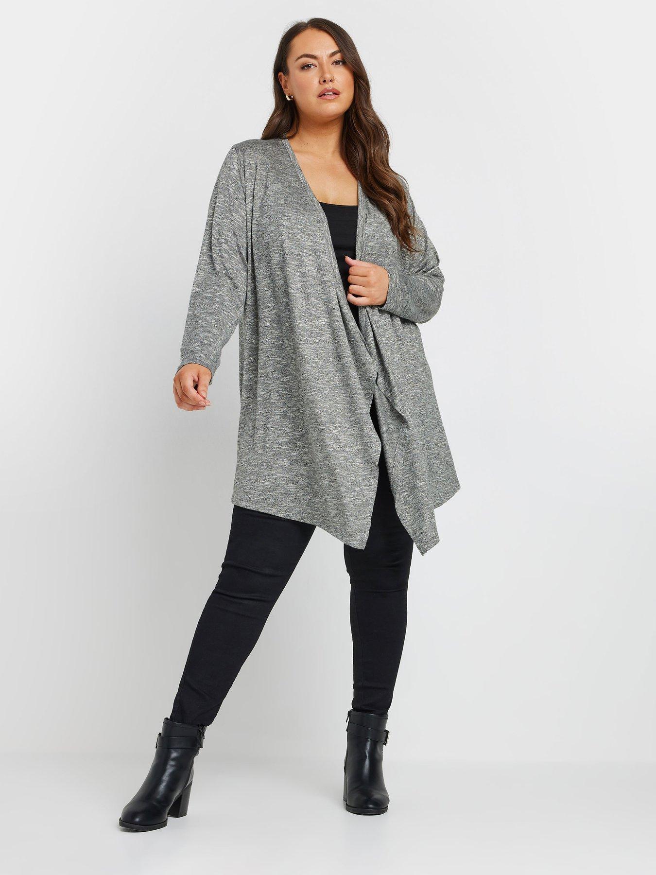  image of yours-curve-waterfall-soft-touch-cardigan-grey