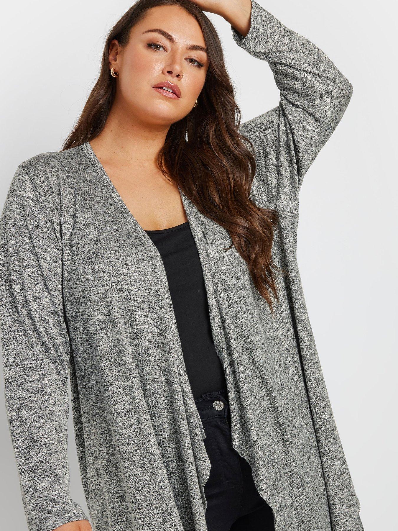  image of yours-curve-waterfall-soft-touch-cardigan-grey