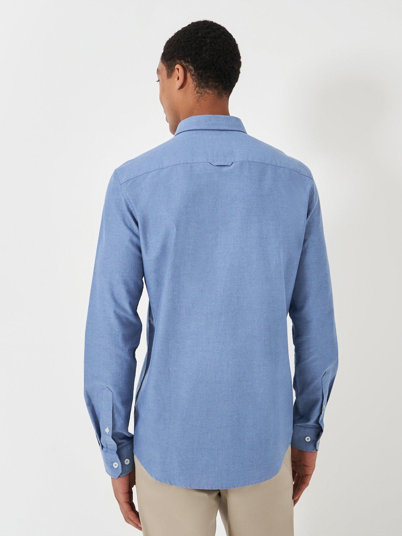  image of crew-clothing-slim-fit-cotton-long-sleeve-oxford-shirt-blue