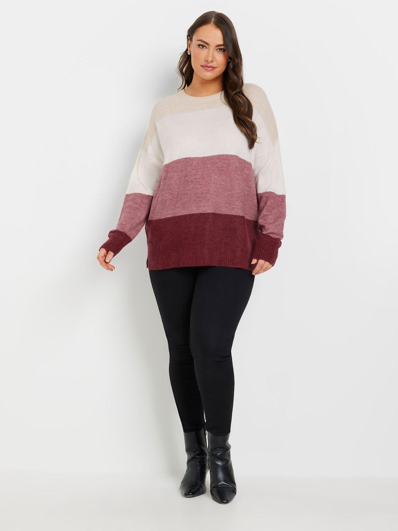 Image 3 of 4 of Yours Curve Colourblock Jumper - Pink
