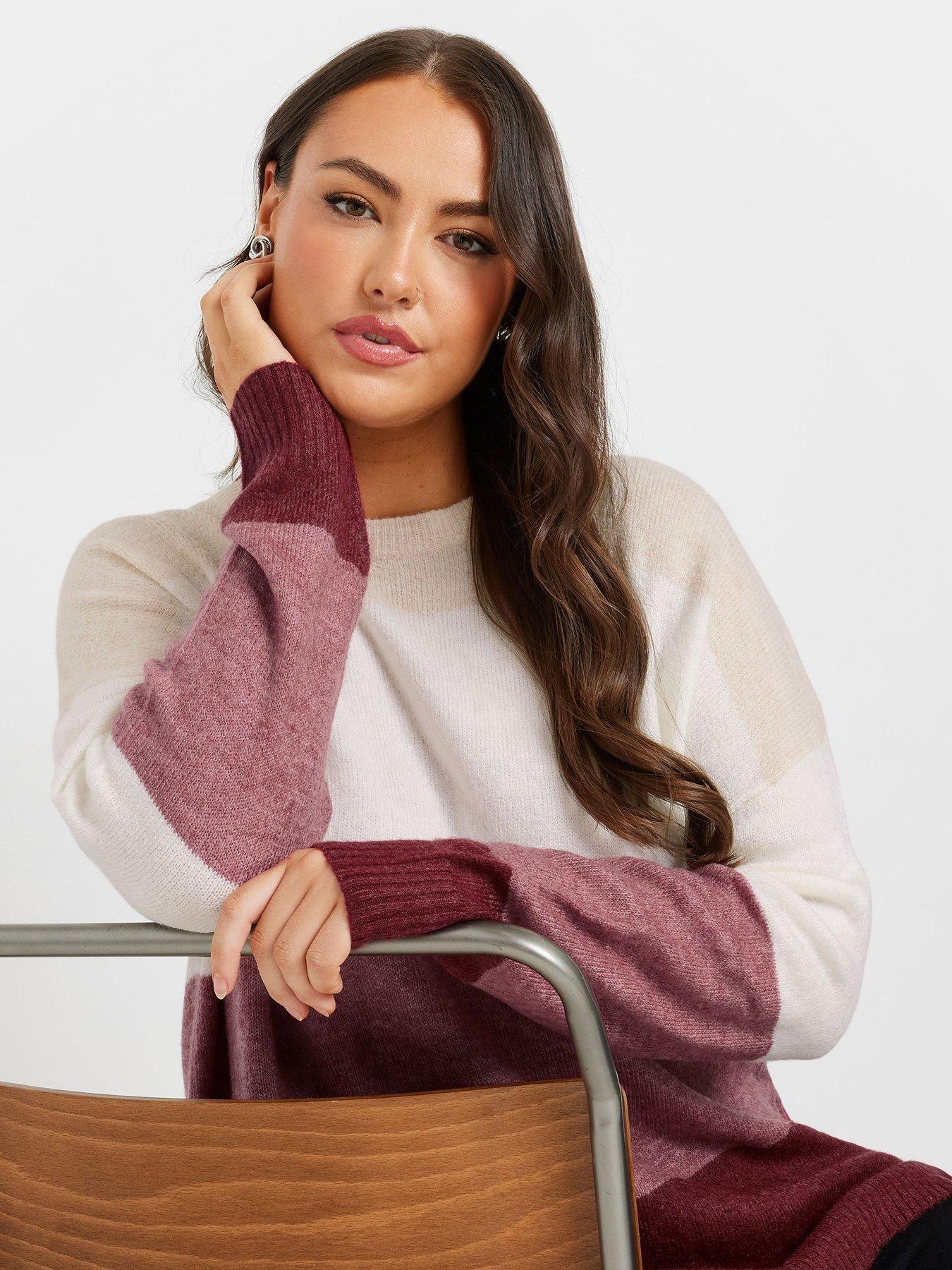 Image 4 of 4 of Yours Curve Colourblock Jumper - Pink