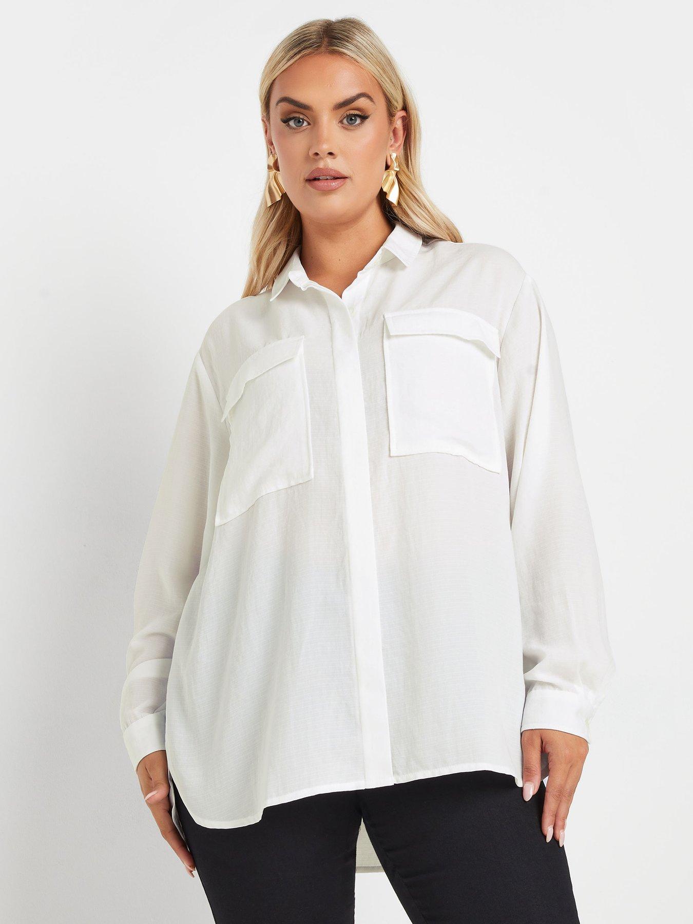 undefined Curve Long Sleeve Hammered Utility Shirt - White