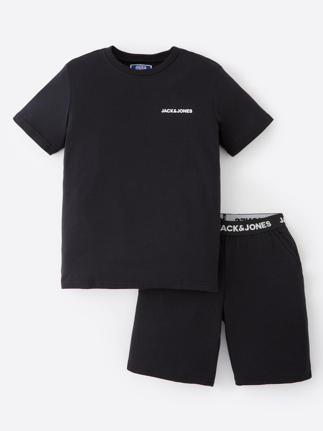 front image of jack-jones-junior-boys-everest-t-shirt-and-shorts-lounge-set-black