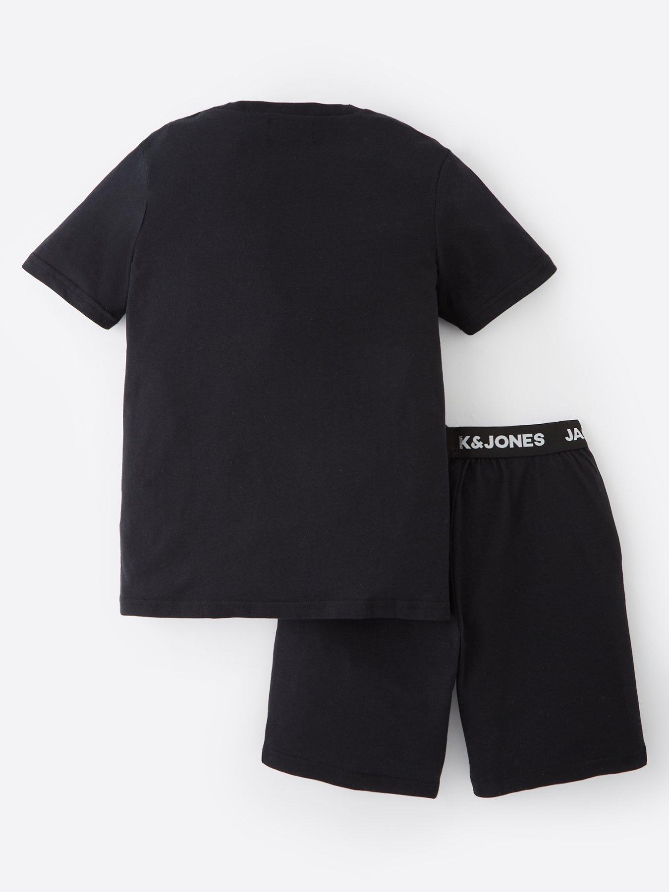 back image of jack-jones-junior-boys-everest-t-shirt-and-shorts-lounge-set-black