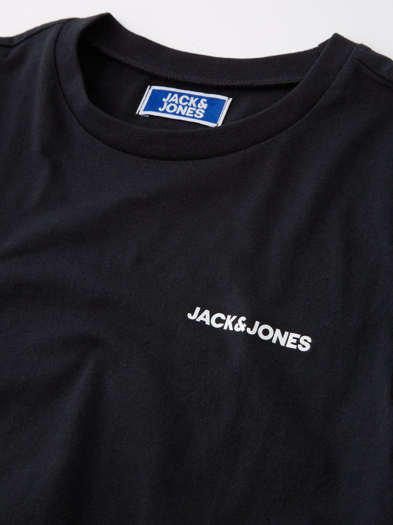  image of jack-jones-junior-boys-everest-t-shirt-and-shorts-lounge-set-black