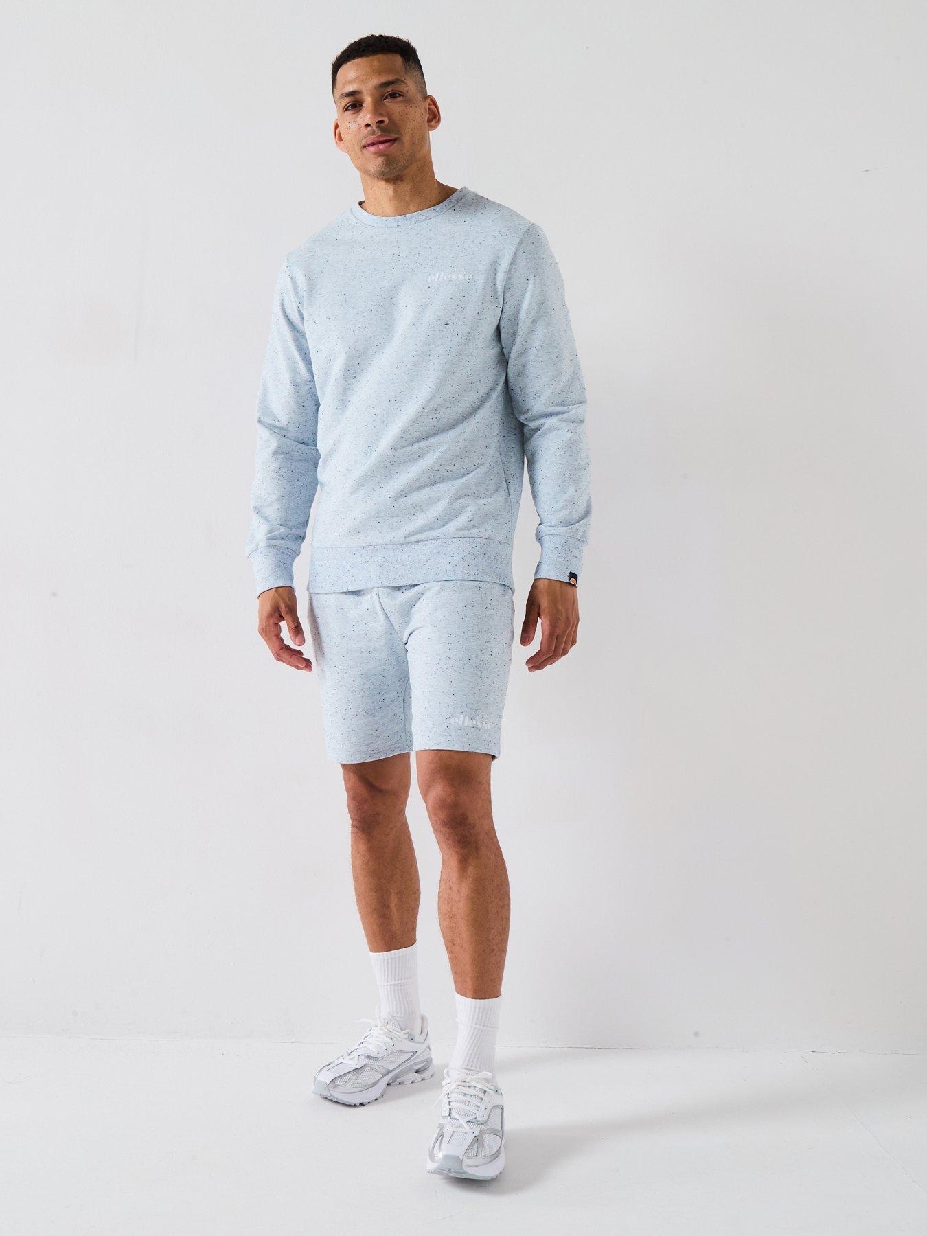  image of ellesse-mens-very-exclusive-miscuglio-crew-and-short-set-blue-speckle