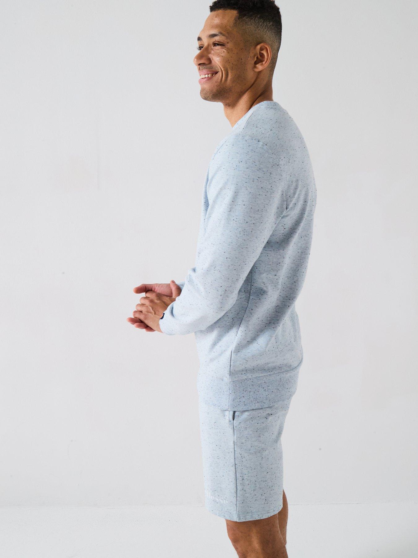  image of ellesse-mens-very-exclusive-miscuglio-crew-and-short-set-blue-speckle