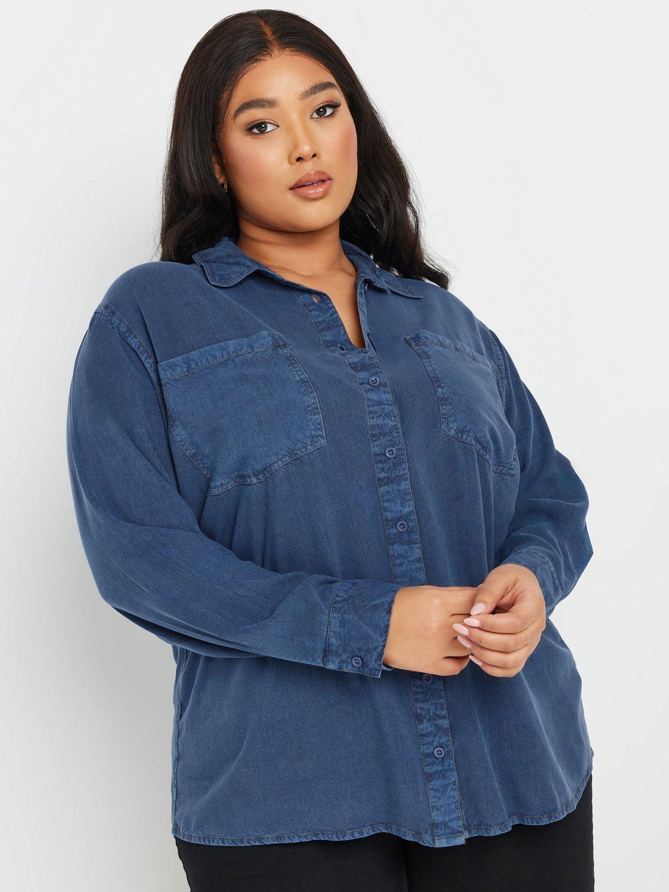 undefined Curve Chambray Shirt - Blue