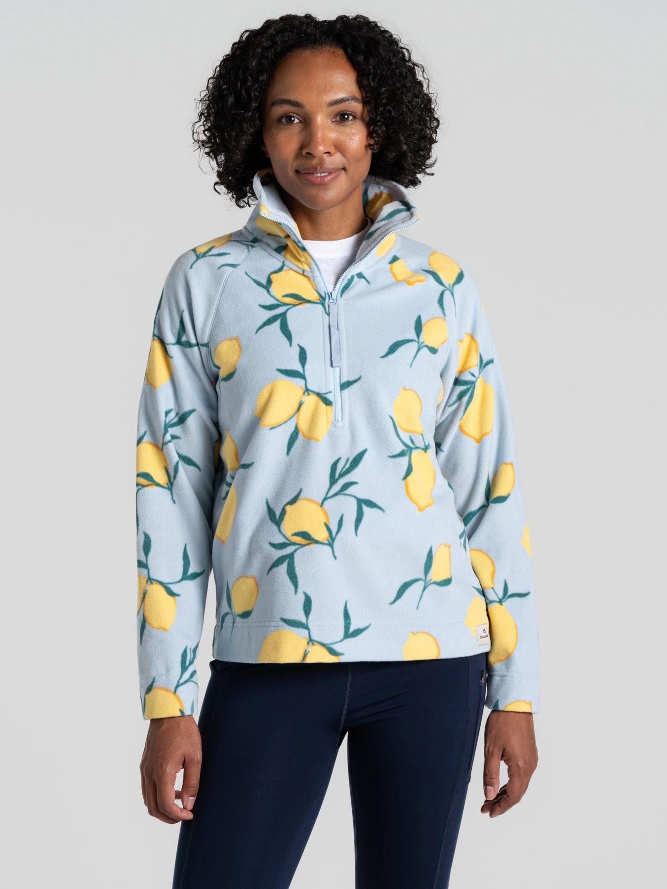 undefined Womens Annjela Half Zip Fleece -nimbus Lemon Print - Blue