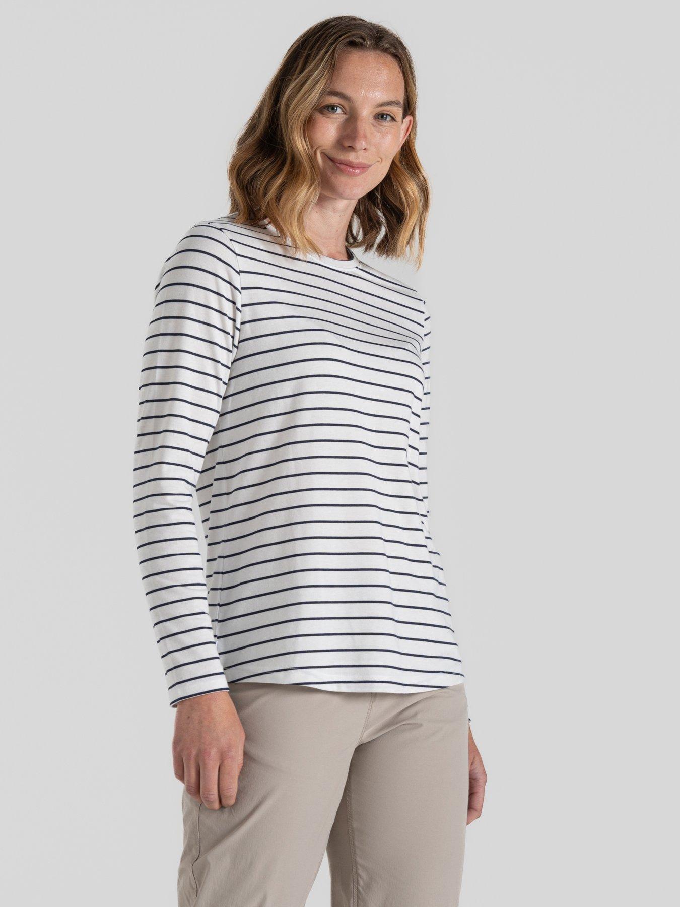 undefined Womens Nosilife Akona Long Sleeved Top -Blue Navy Stripe