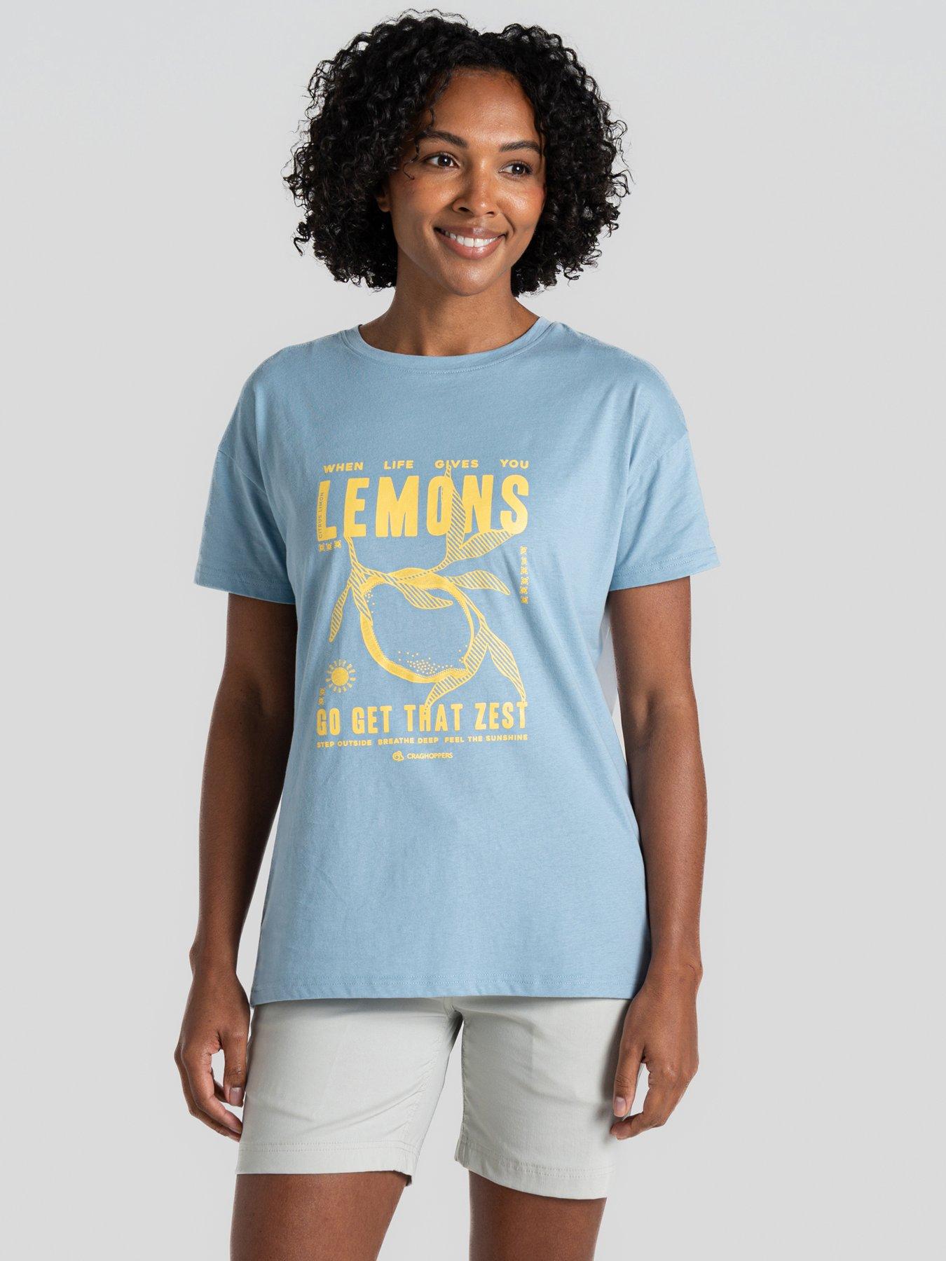 undefined Womens Yago Short Sleeved Top -nimbus Lemon Print- Blue