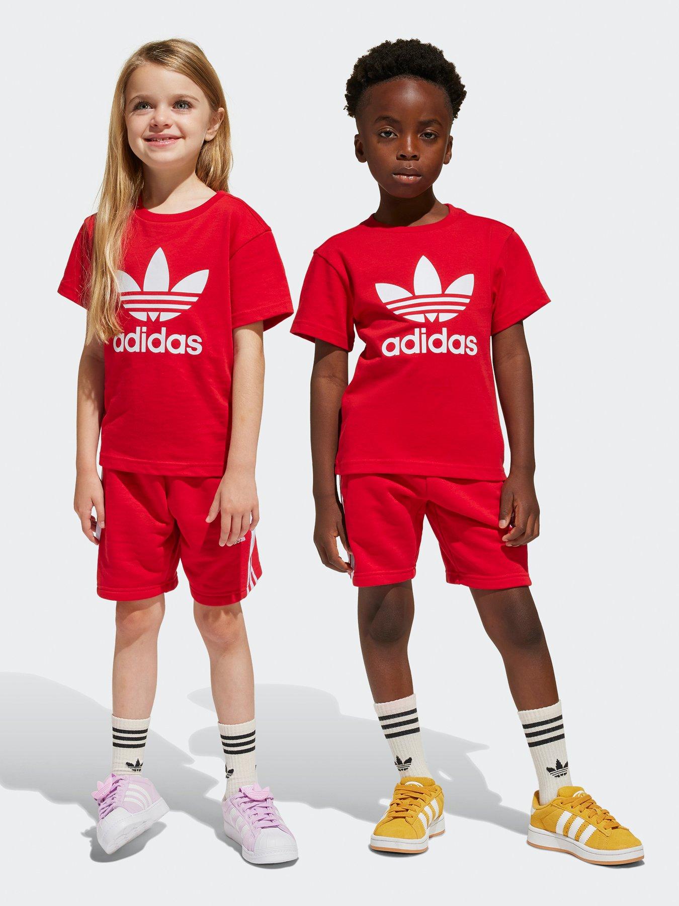 undefined Kids Unisex Adicolor Shorts Tee Set  - Red