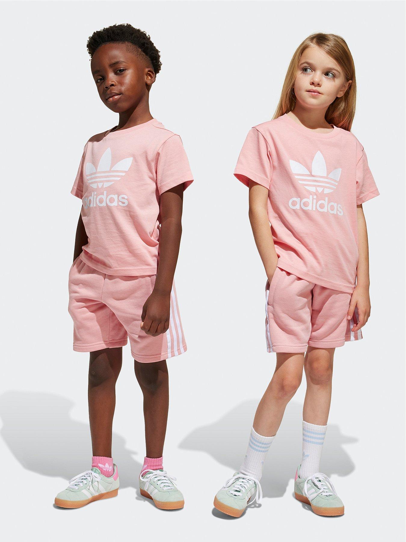 undefined Kids Girls Adicolor Shorts Tee Set - Pink