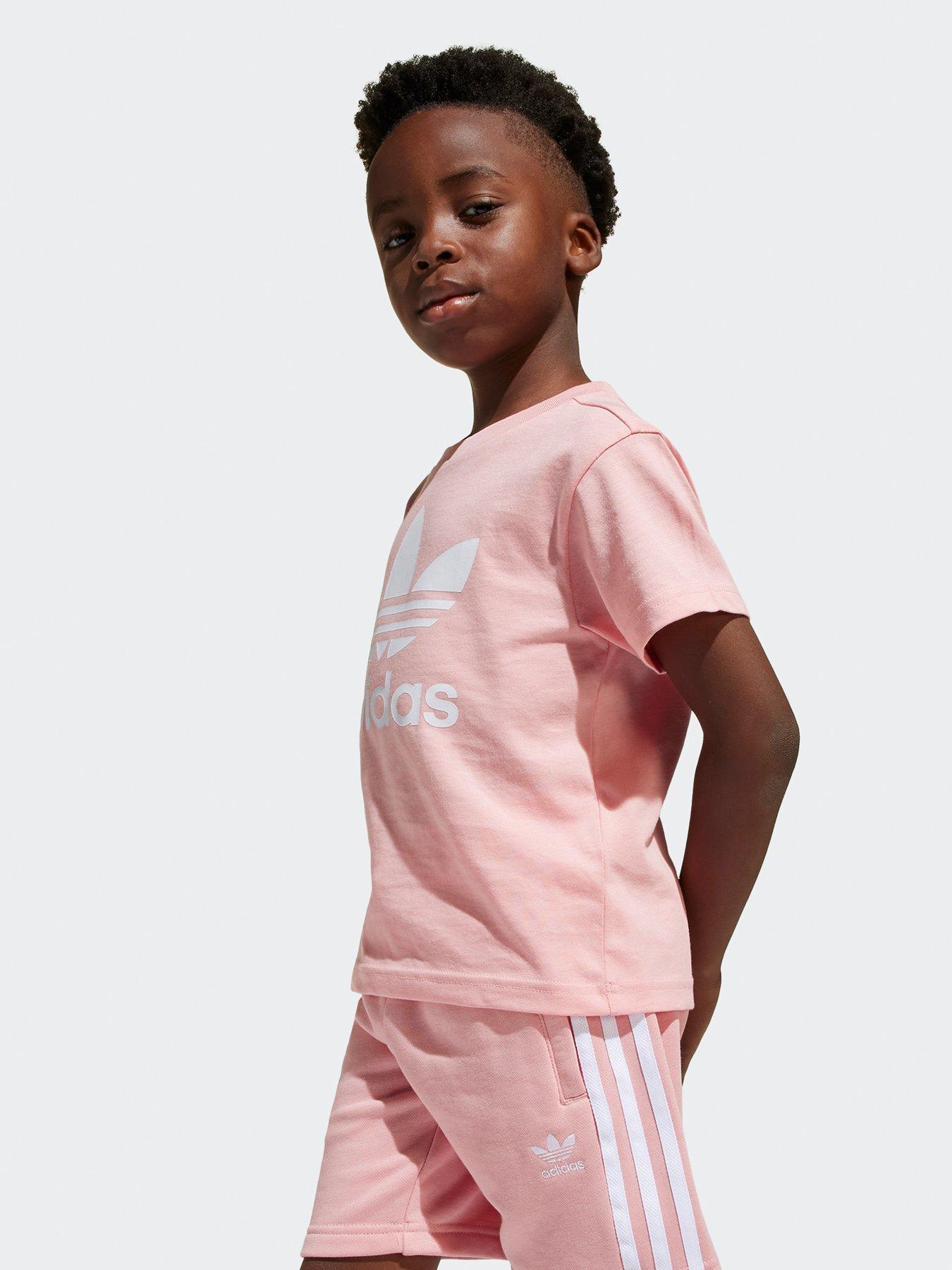 Image 4 of 5 of adidas Originals Kids Girls Adicolor Shorts Tee Set - Pink