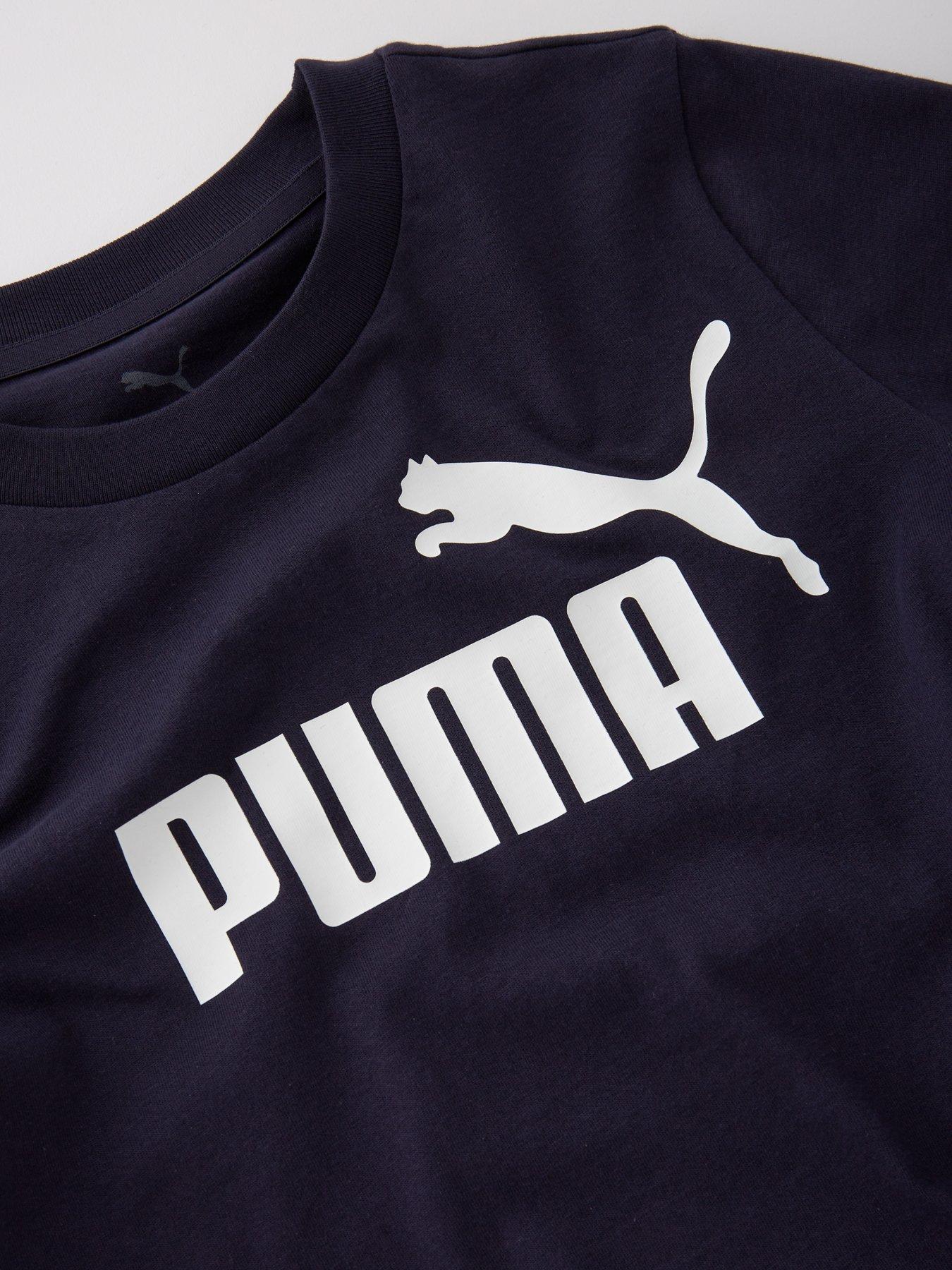  image of puma-junior-unisex-logo-t-shirt-new-navy