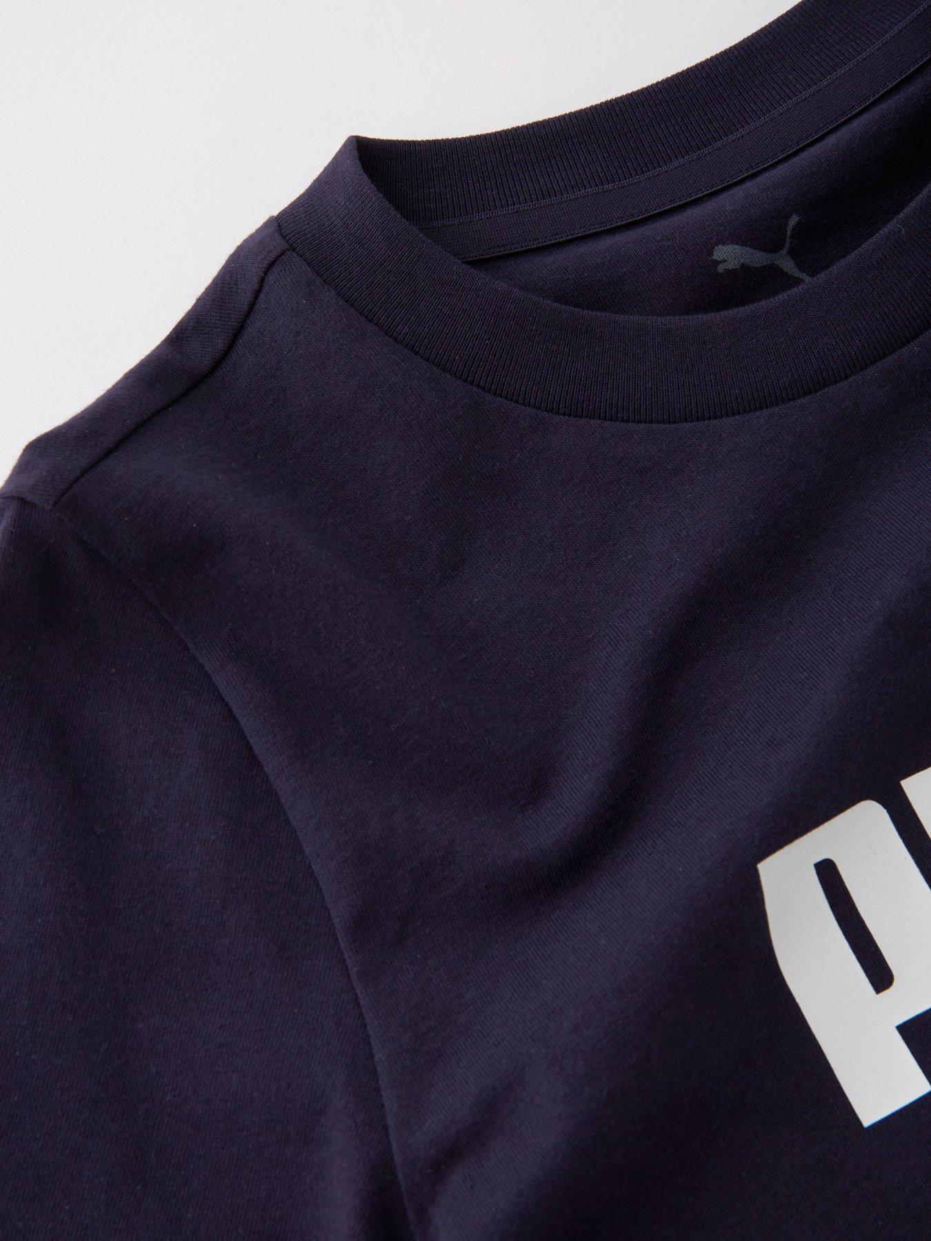  image of puma-junior-unisex-logo-t-shirt-new-navy