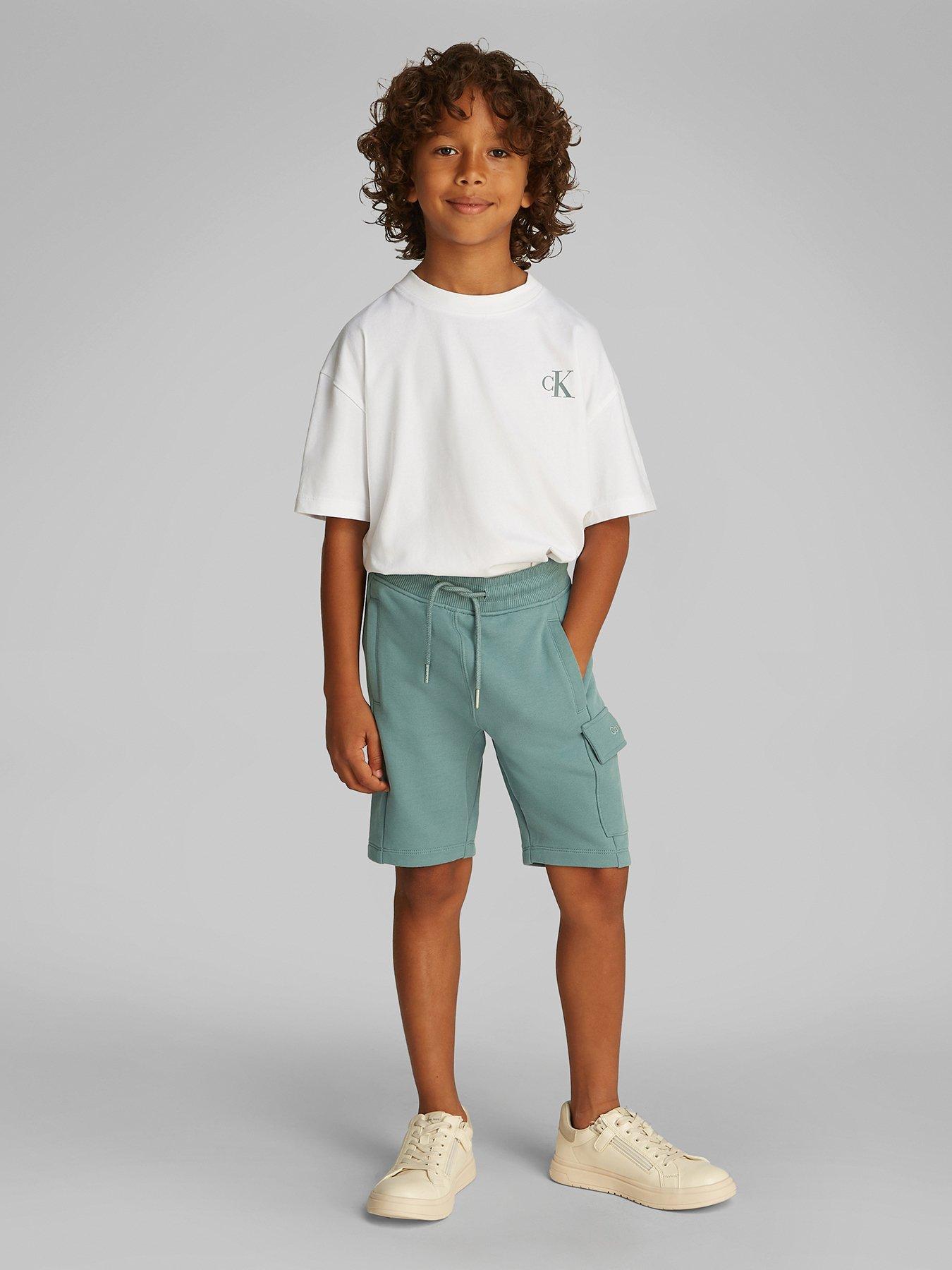 Image 1 of 5 of Calvin Klein Jeans Boys Peached Terry Cargo Short - Green
