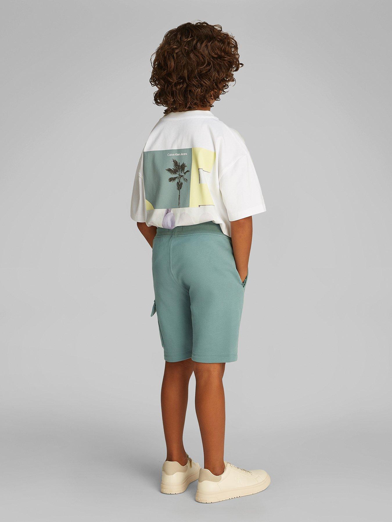 Image 2 of 5 of Calvin Klein Jeans Boys Peached Terry Cargo Short - Green