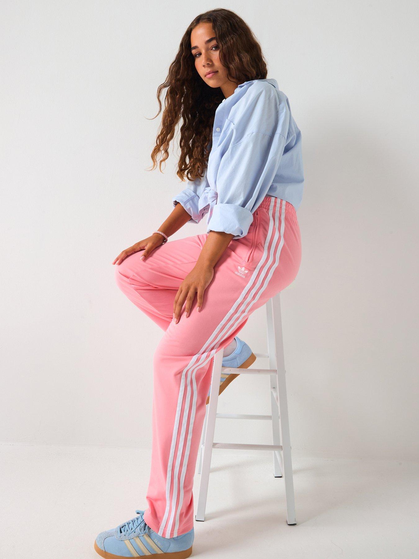 Image 1 of 5 of adidas Originals Junior Girls Adicolor Firebird Tracksuit Bottoms&nbsp;- Pink