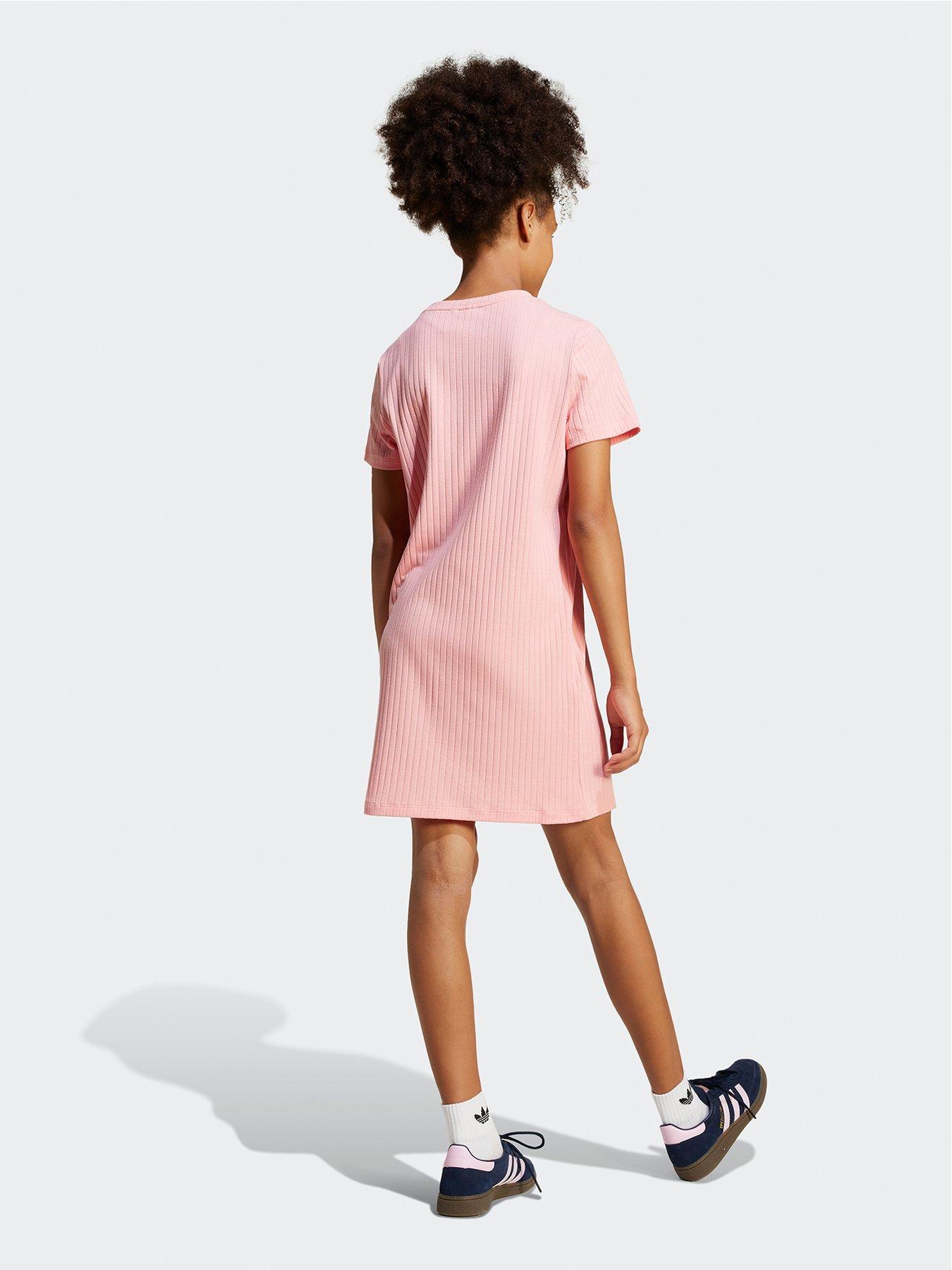  image of adidas-originals-junior-girls-ribbed-dress-pink