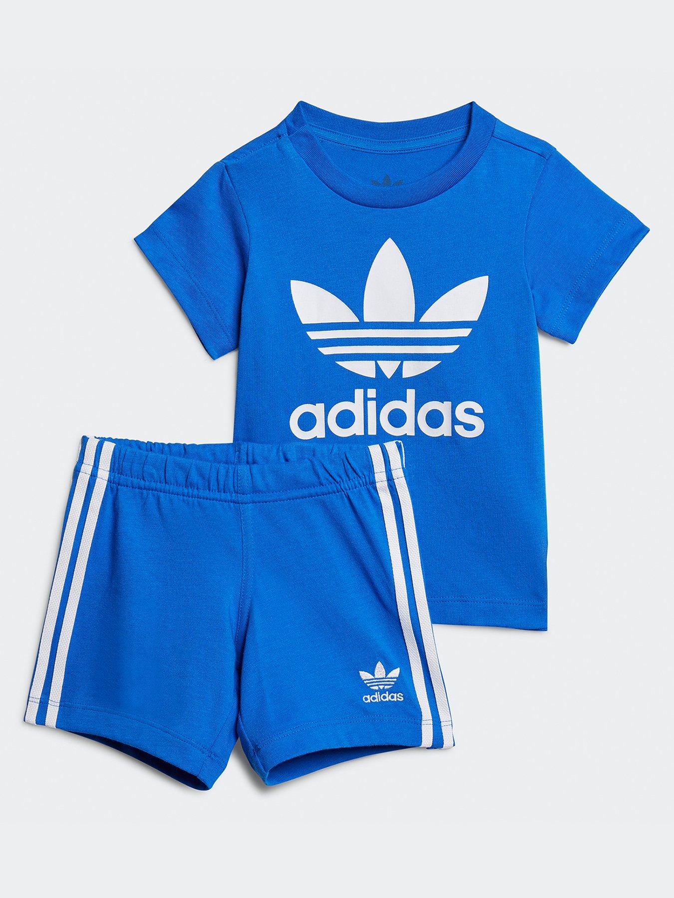 adidas-originals-infant-unisex-shorts-tee-set-blue