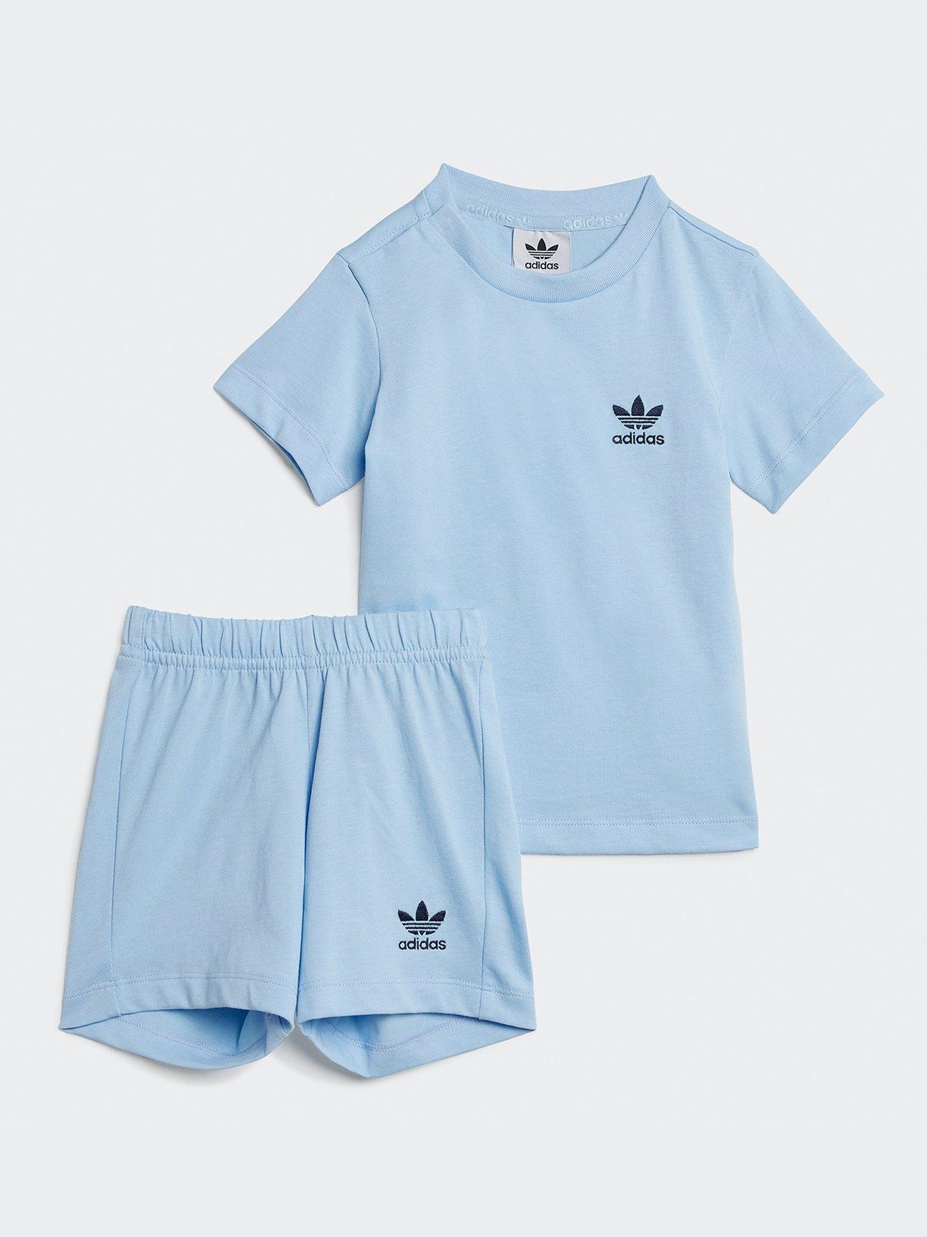 adidas-originals-infant-unisex-shorts-tee-set-blue