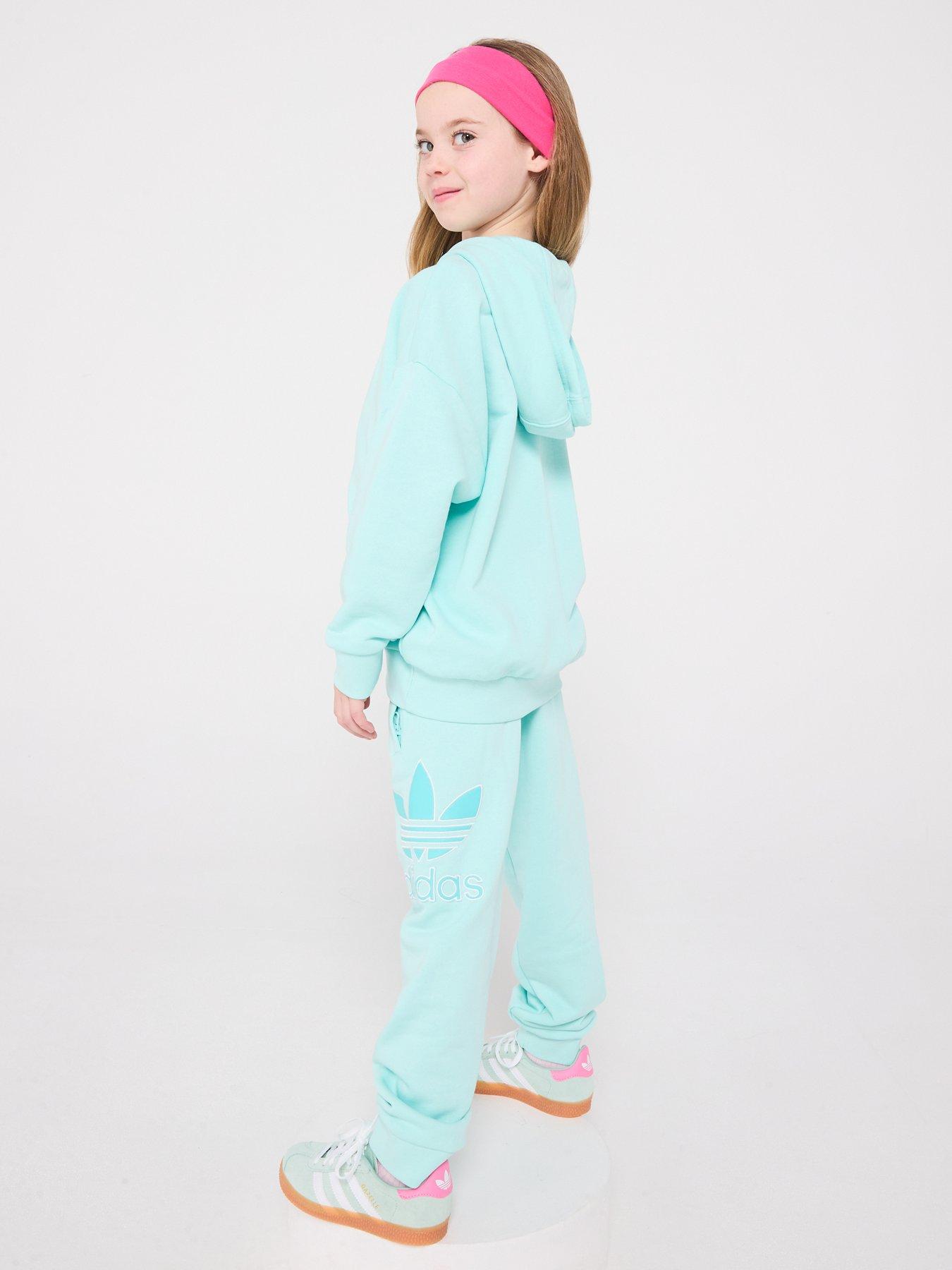 Image 2 of 6 of adidas Originals Girls Unisex Big Logo Hoodie Set Kids - Turquoise